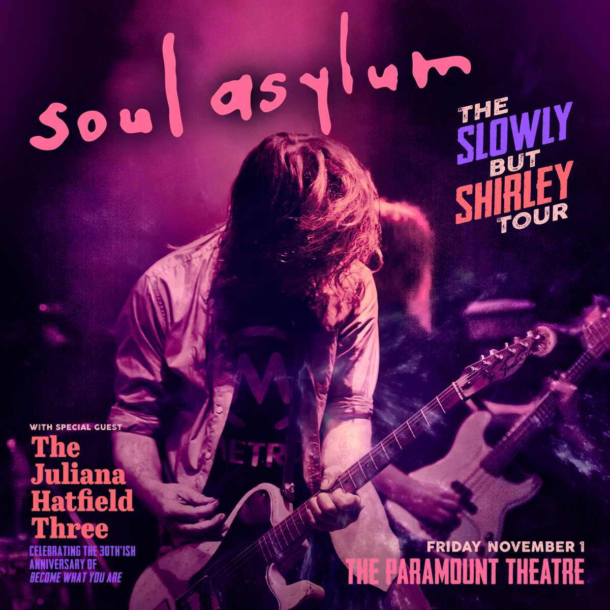 ⚡️PRESALE⚡️ Soul Asylum brings their Slowly But Shirley Tour to The Paramount Theatre in Rutland on Friday, November 1 with The Juliana Hatfield Three! 🎫 Use the code SOULHG to grab tix now: bit.ly/SAVT