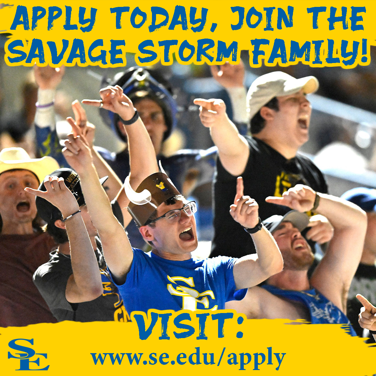 Have you applied to join the Savage Storm Family yet?⛈️⚡

Whether you're eager to chase your passion, explore new opportunities, or more, Southeastern has a path for everyone💙💛

Apply today by visiting: SE.edu/apply

#YourFutureStartsHere | #ApplyToday
