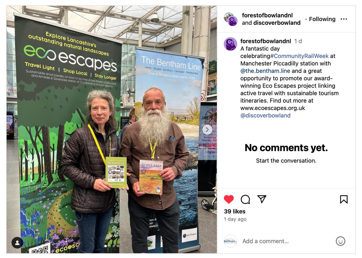 A fabulous start to #CommunityRailWeek 2024 yesterday at Manchester Piccadilly station for @TheBenthamLine and @forestofbowland . A great opportunity to link #AccessForAll and #EcoEscapes projects.