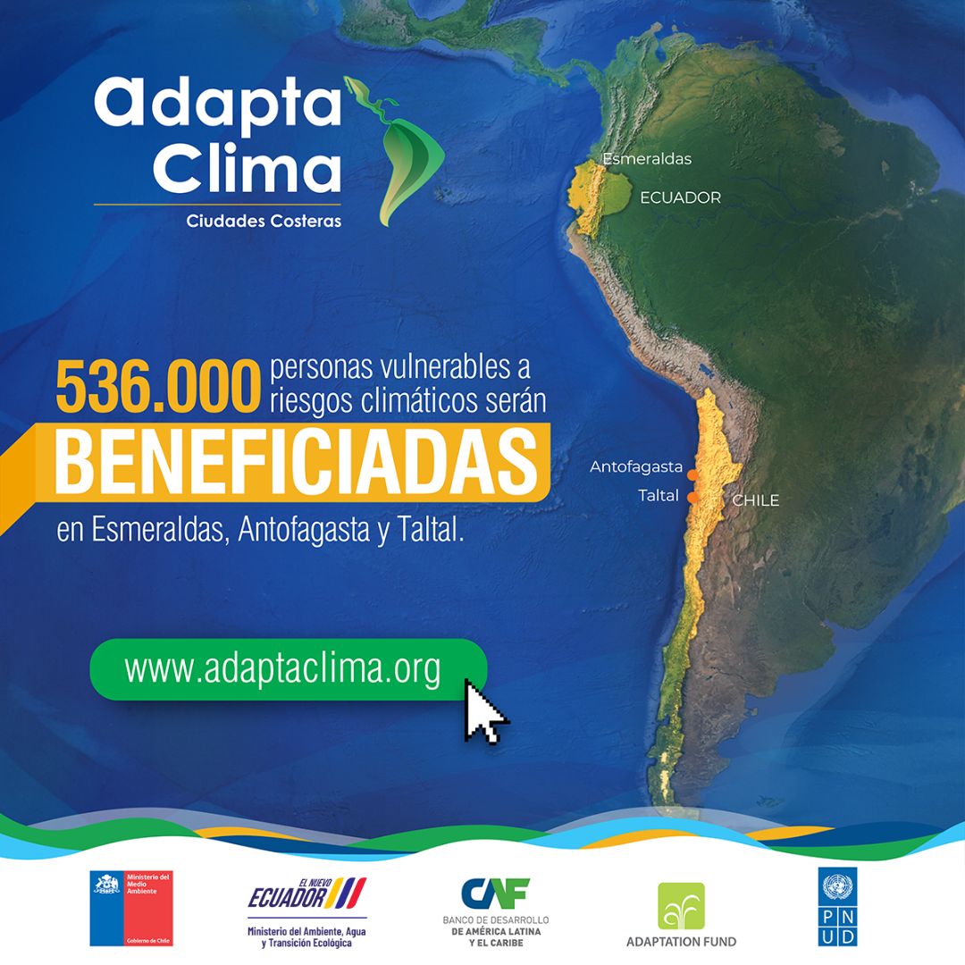 #SoyAdaptaClima 🌎 | Trabajamos para aumentar la resiliencia ante los #riesgosclimáticos ⛈️ en ciudades costeras de Chile 🇨🇱 y Ecuador 🇪🇨.

🔗Conoce más: adaptaclima.org/proyecto/
  
#CulturaDeAdaptación #CambioClimático #ODS9 #ODS11 #ODS13 #ODS17