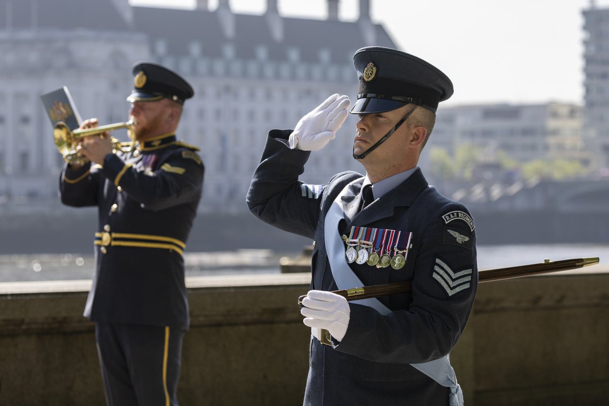 RAF Music (@rafmusic) on Twitter photo On Wed. 8 May 24, Trumpeter Cpl Richards supported the <a href="/kingscolour_sqn/">King’s Colour Squadron</a>, by sounding the Last Post for the annual Bundesluftwaffe wreath-laying ceremony held at the #RoyalAirForce Memorial on the Embankment, London.
#RAFMusic 🎺✈️🥁 On Wed. 8 May 24, Trumpeter Cpl Richards supported the <a href="/kingscolour_sqn/">King’s Colour Squadron</a>, by sounding the Last Post for the annual Bundesluftwaffe wreath-laying ceremony held at the #RoyalAirForce Memorial on the Embankment, London.
#RAFMusic 🎺✈️🥁