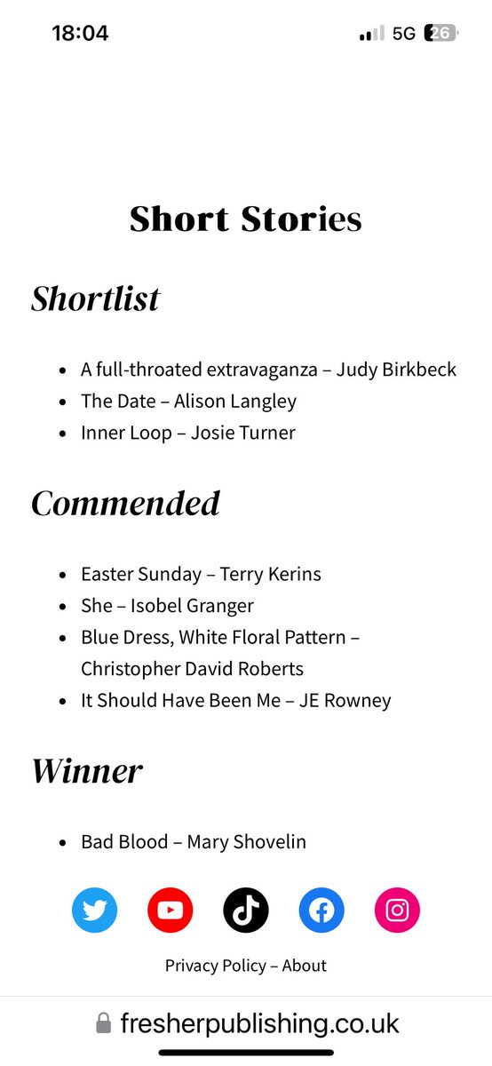 Alison Langley 🇺🇦 (@alangleyshields) on Twitter photo Pleased to be one of the runners up of the <a href="/FresherPress/">Fresher Publishing</a> / Bournemouth University writers prize. My short story will be included in an anthology to be published in November! Congratulations to winner Mary Shovelin! Pleased to be one of the runners up of the <a href="/FresherPress/">Fresher Publishing</a> / Bournemouth University writers prize. My short story will be included in an anthology to be published in November! Congratulations to winner Mary Shovelin!