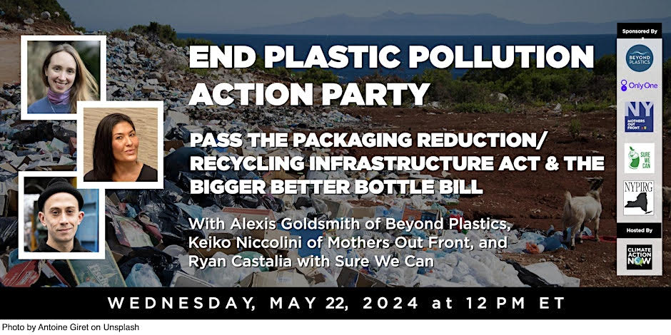 Join us for a Power Hour tomorrow at 12 to support the Packaging Reduction & Recycling Infrastructure Act and the Bigger Better Bottle Bill! RSVP: eventbrite.com/e/climate-acti…