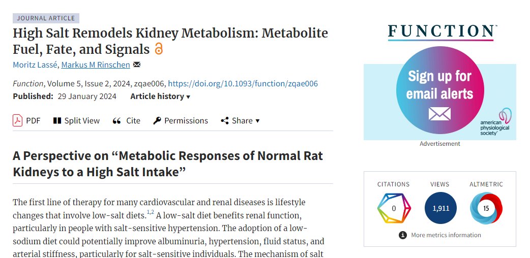 Check out this insightful perspective ➡️ 'High Salt Remodels #Kidney Metabolism: #Metabolite Fuel, Fate, and Signals' by Lasse et al. @UKEHamburg ow.ly/NZnE50RPgqb