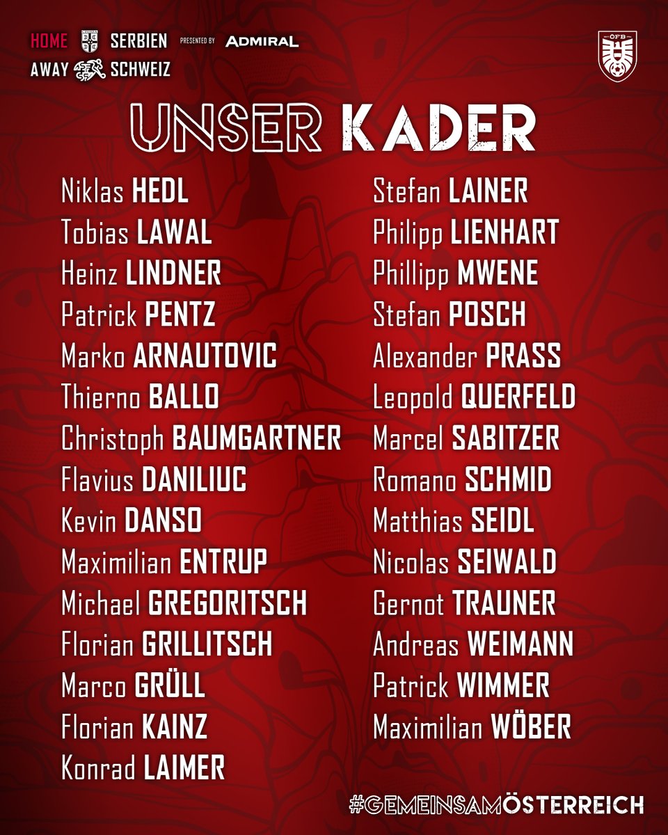 Unser Großkader vor der @EURO2024! 💪🏻🇦🇹 #gEMma #GemeinsamÖSTERREICH __________ 👉🏻 Tickets für das letzte Heimspiel vor der EURO: bit.ly/AUTSRB-Tickets…