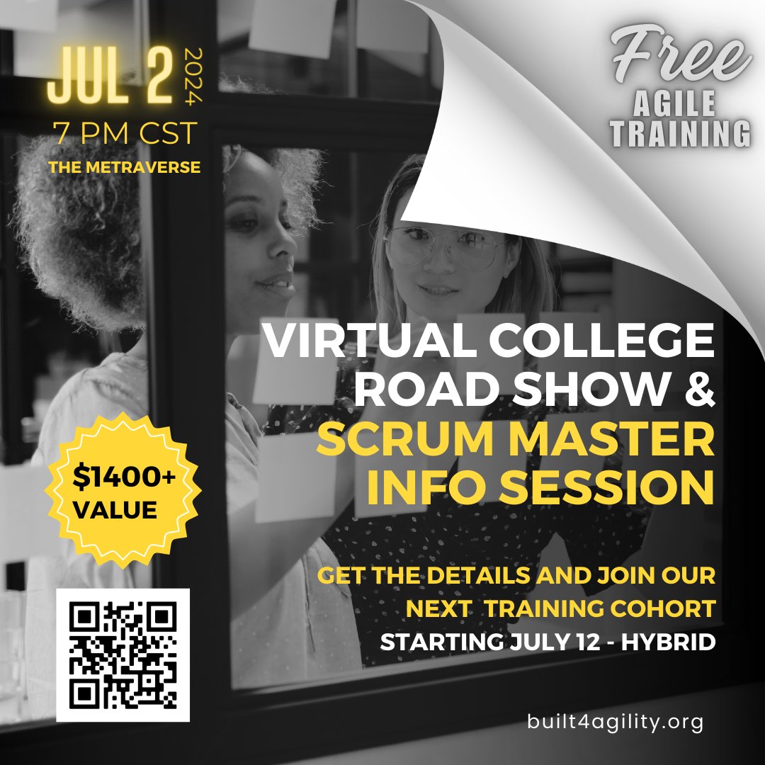 Join our upcoming Virtual College Road Show and Scrum Master Info Session to find out how you can get FREE Agile Training and become a Certified Scrum Master.
#agile #scrum #actionchangesthings #built4agility #scrummaster #scaledagile #college