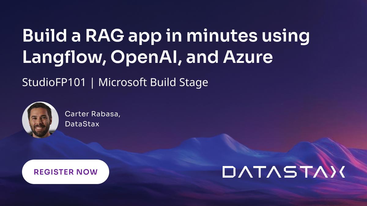 Join DataStax’s Carter Rabasa at #MSBuild next week live-coding a production-ready AI chatbot using Retrieval Augmented Generation (RAG)  🤖

👇🏼 Save your place now by registering for the Microsoft Build event👇🏼

ow.ly/kwu250ROI8w

#GenAI #DeveloperCommunity