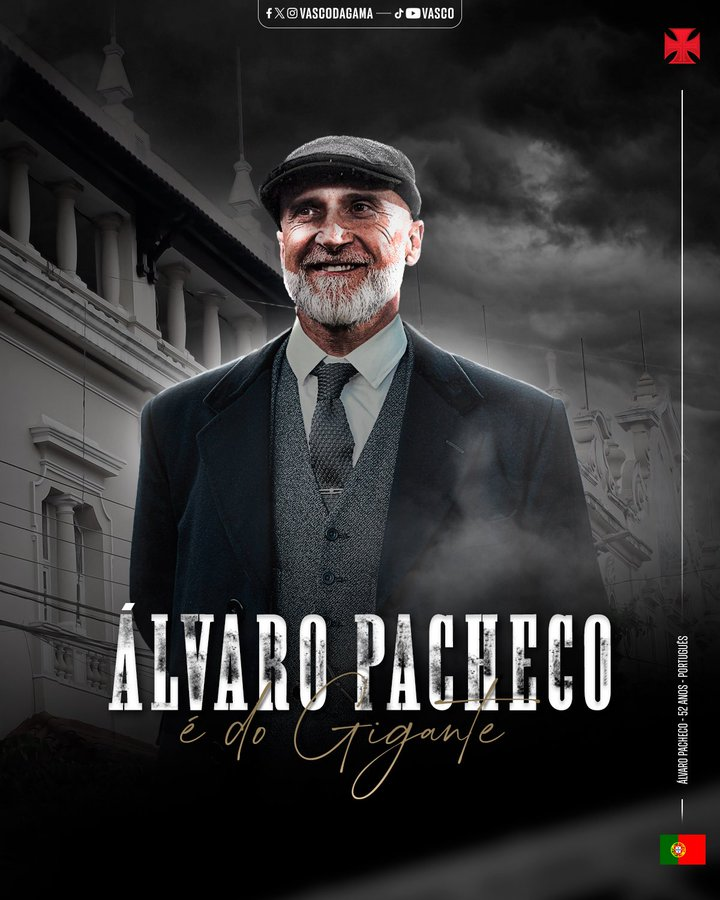 VASCO ACABA DE ANUNCIAR OFICIALMENTE A CONTRATAÇÃO DO TREINADOR ÁLVARO PACHECO!

O Vasco da Gama acertou a contratação do técnico Álvaro Pacheco, de 52 anos. O português chega ao Gigante da Colina com contrato até o fim da temporada e possibilidade de renovação por mais uma.
