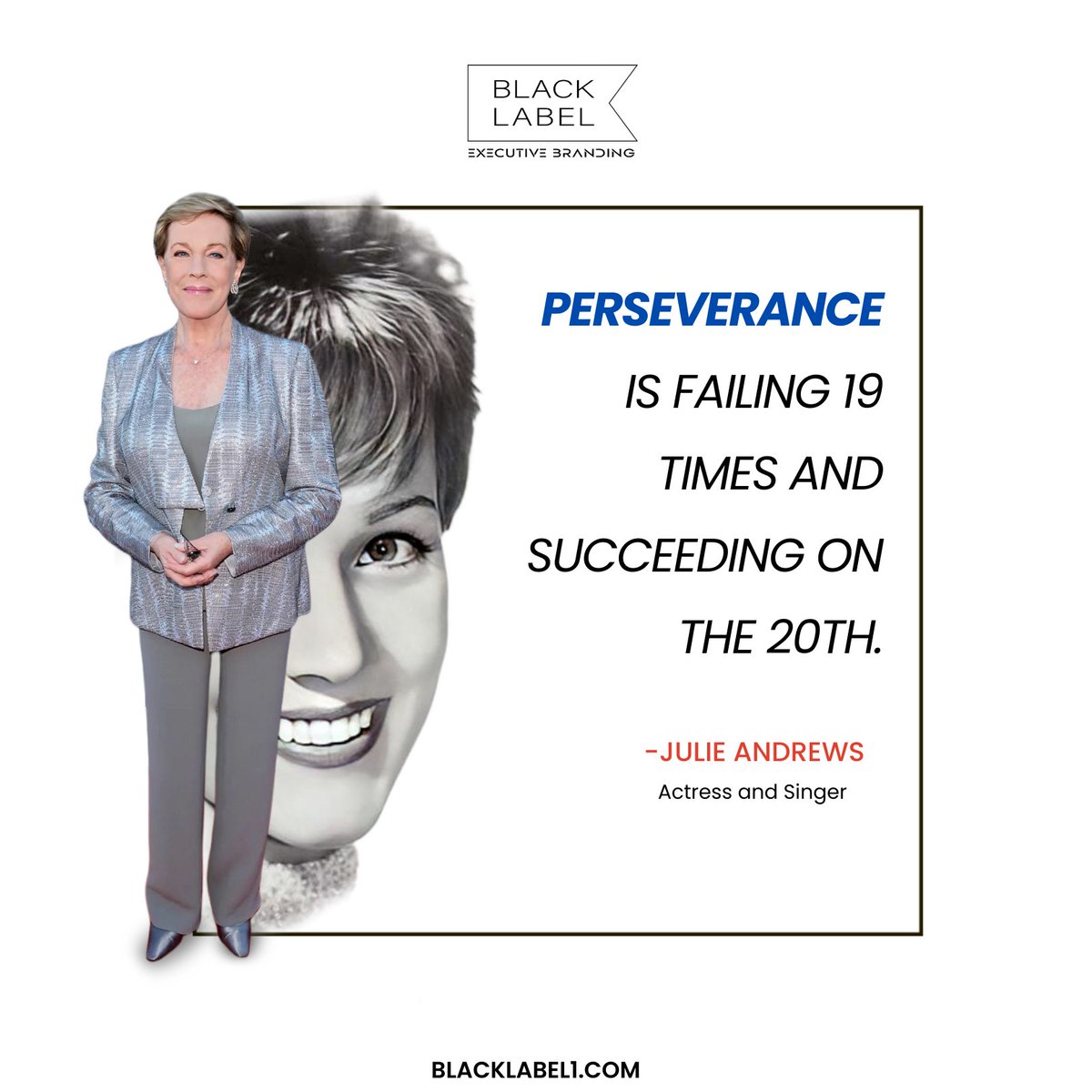 blcklblbranding's tweet image. At Black Label, we resonate with this spirit. In marketing, setbacks are part of the journey, but it&apos;s the 20th attempt that brings success. Let&apos;s celebrate the resilience, the lessons learned, and the triumphs together! 🚀💪 #PerseveranceInAction #MarketingWisdom #JulieAndrews