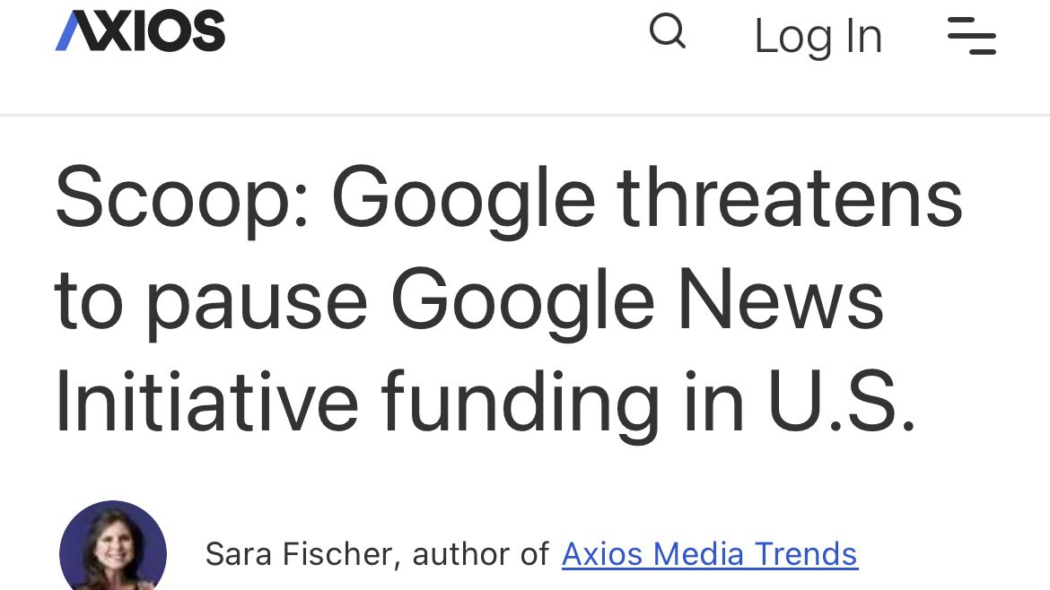 News flash. Google’s philanthropy exists to serve its market power. DOJ should investigate the allegations below as evidence of retaliation as trials and legislation seek to curb market power abuse.