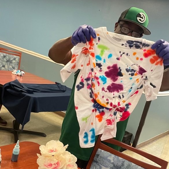ArcturusCare's tweet photo. Still celebrating! Last week, we wrapped up National Skilled Nursing Care Week with a tie-dye party at Eastlake Arbor. We loved seeing the creativity and smiles as residents and staff came together to create tie-dye masterpieces.💙 #NSNCW #NSNCW2024 #Hospice #PartnersInCare https://t.co/5QmCkkqT0R