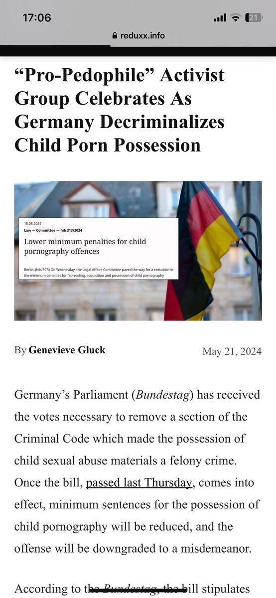 🚨🇩🇪 German Parliament vote to decriminalise possession of child pornography ‼️

The decision was celebrated by ‘rights for pedophiles’ activists.

We keep warning you - the insane far radical left are coming for your kids.

They want to normalise MAPS (Minor attracted persons) &