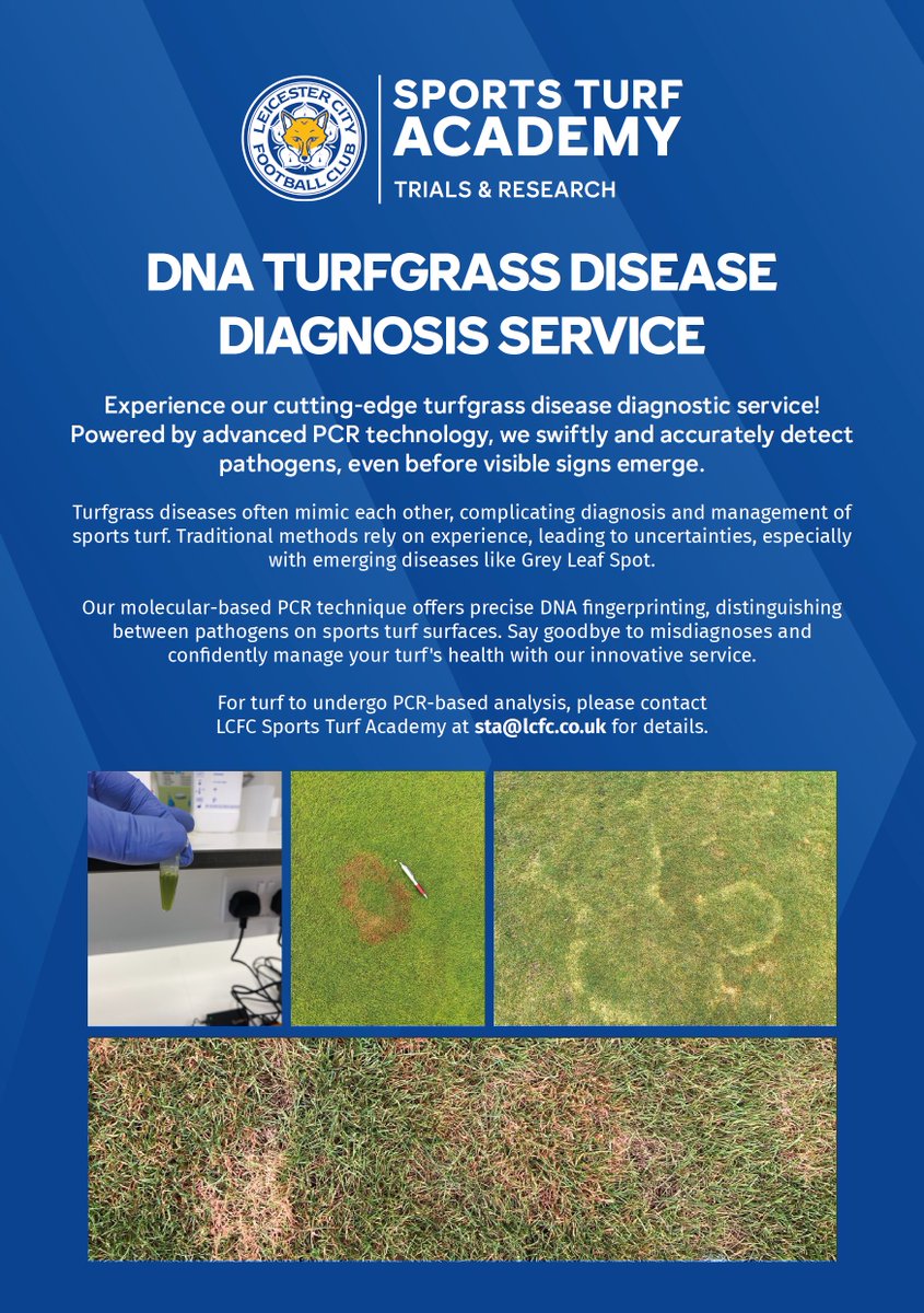 🌟 Exciting news from the Sports Turf Academy! 🌟

We're proud to introduce our newest service for turf managers: advanced pathogen detection with state-of-the-art PCR technology.
Our DNA-fingerprinting method excels in scouting, screening, detecting and identifying turfgrass