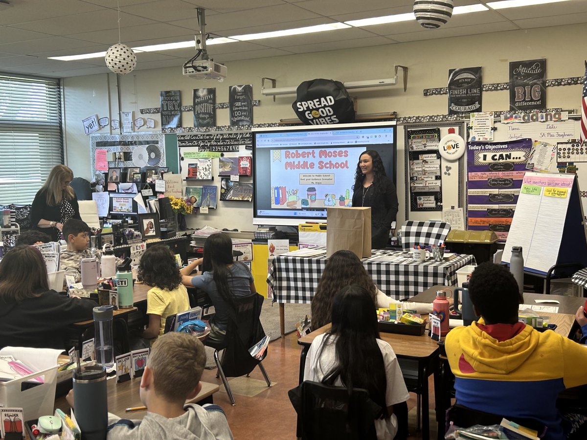 Ms. Angus today started visiting elementary schools to introduce  herself as the 6th grade guidance counselor and to explain what 6th grade will look like in September. Students asked many questions and were excited! Great job Ms. Angus!!