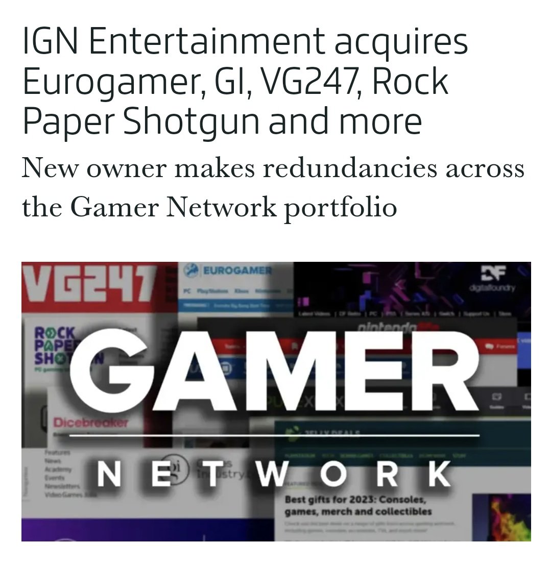 Market consolidation is terrible for game makers. It's also terrible for the people who write about them. gamesindustry.biz/ign-entertainm…