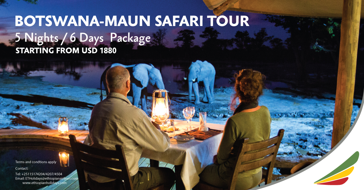 Discover Botswana's Maun Safari tour - 5 Nights/6 Days starting at USD 1800 with Ethiopian airlines. #EthiopianAirlines #BotswanaSafari