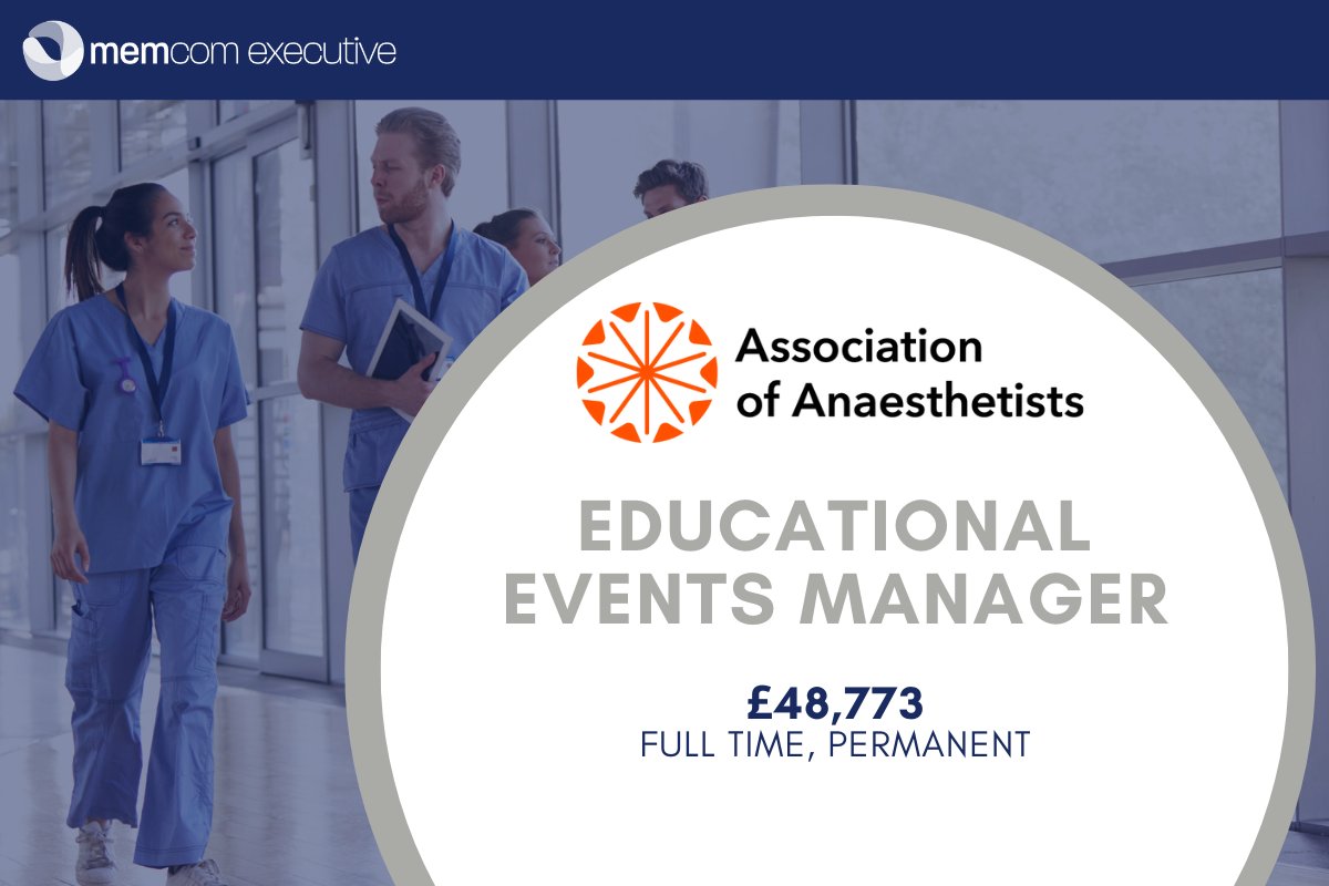 The Association of Anaesthetists are looking for a new Educational Events Manager on a permanent, full-time basis, with a salary of £48,773. If you're interested, apply below... memcomrecruitment.org.uk/jobs/detail/ed…