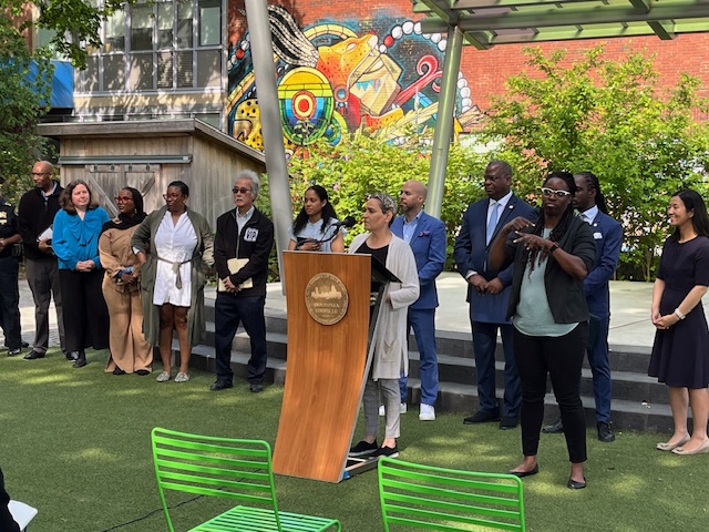 Commissioner Rivera welcomed all to a press conference today announcing Boston’s comprehensive plan for a safe, healthy, and active summer. Thank you BCYF Tobin for hosting it in your beautiful 'Yard' space out back. Learn more: Boston.gov/Summer-Safety.