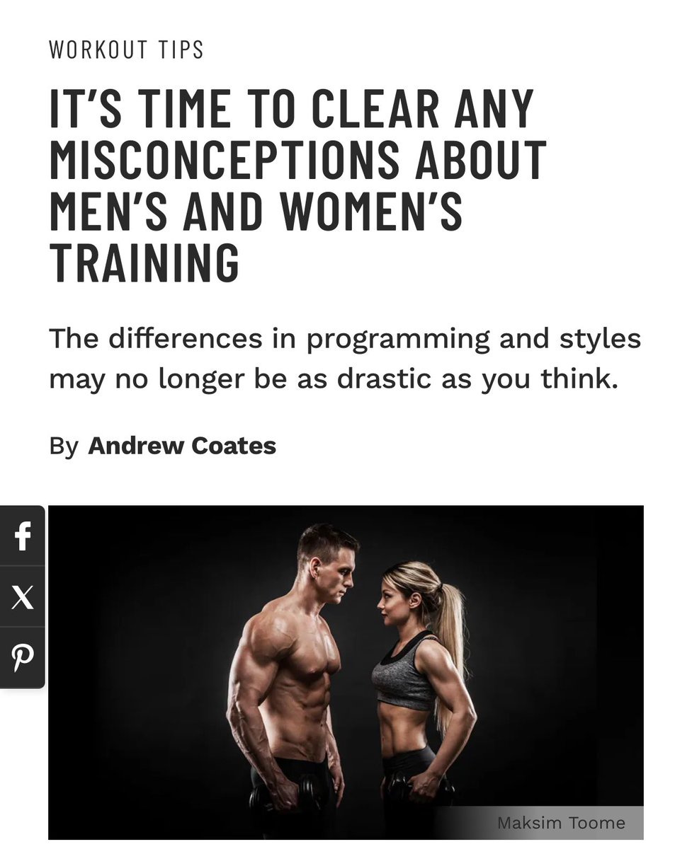 WORKOUT TIPS
IT’S TIME TO CLEAR ANY MISCONCEPTIONS ABOUT MEN’S AND WOMEN’S TRAINING

The differences in programming and styles may no longer be as drastic as you think.
By Andrew Coates @andrewcoatesfitness 

Read Article: muscleandfitness.com

#ExpertTips #FitnessTips