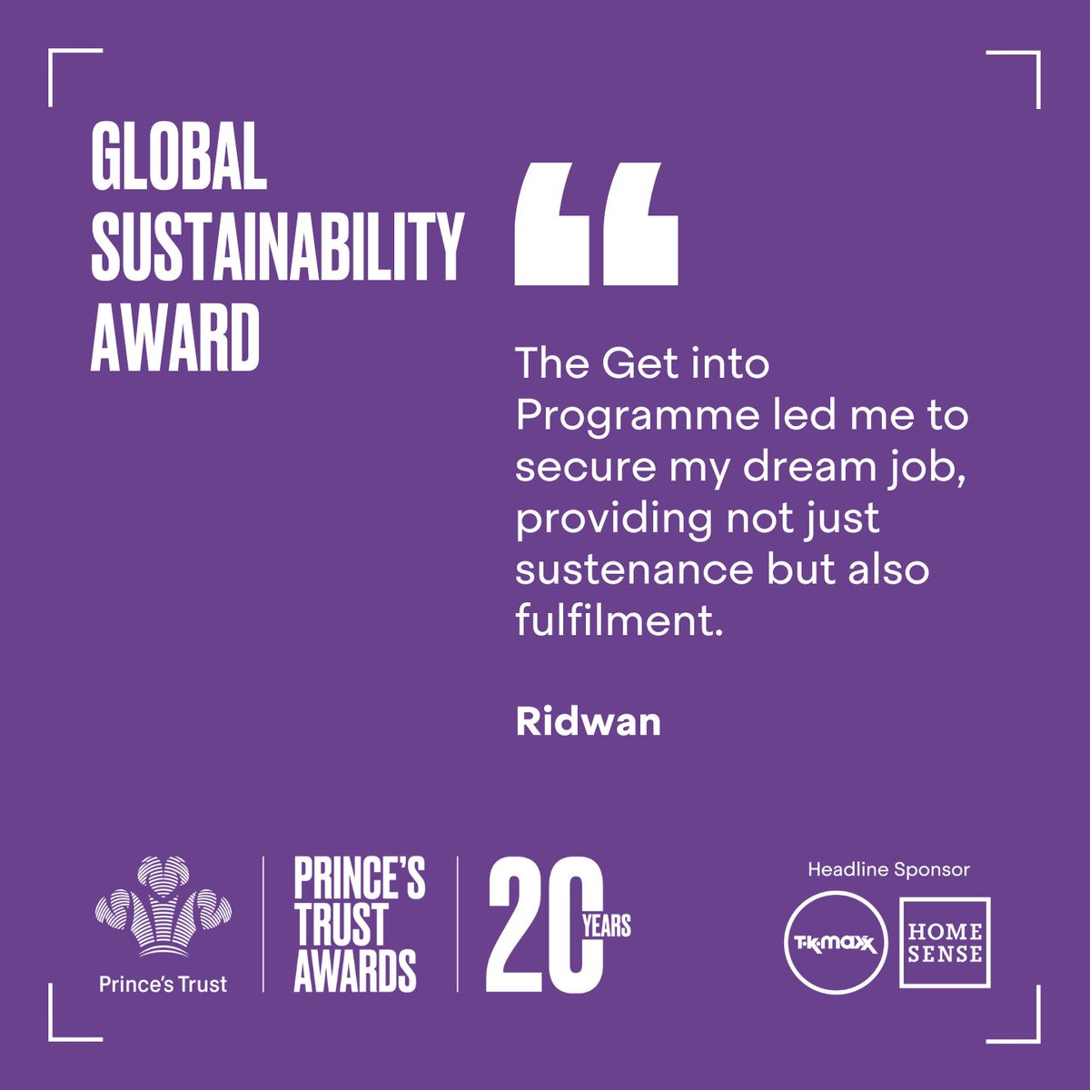 Ridwan is our Global Sustainability Award winner, sponsored by @OctopusEnergy! 🏆🎉 After graduating, Ridwan struggled to break into the green sector. But, with help from @KingsTrustInt, formerly Prince's Trust International, he turned his dream of a green career into a reality.