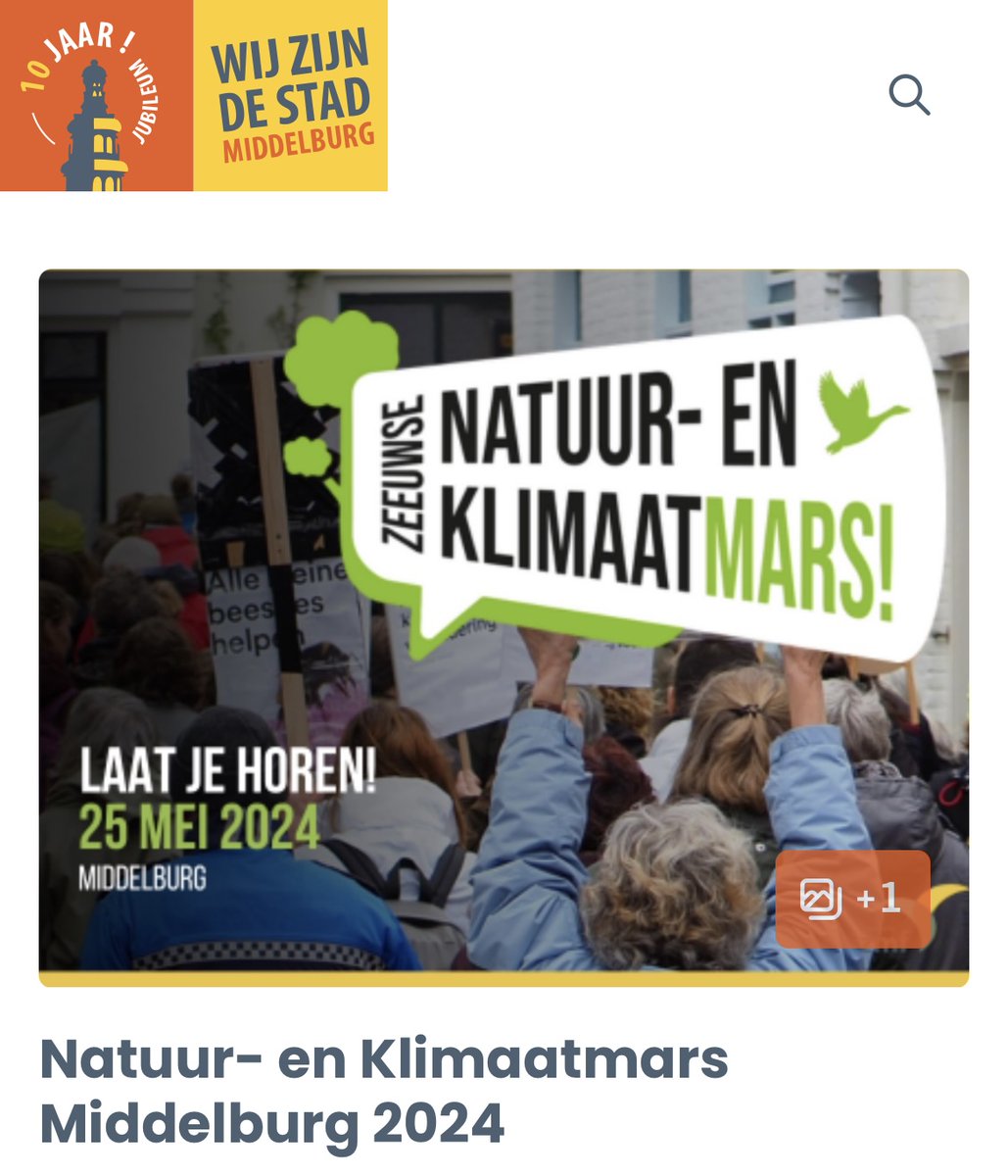 Zaterdag a.s. 25 mei lopen wij mee met de Zeeuwse natuur- en klimaatmars. Haak je in bij ons PvdD blok? We verzamelen om 14:00 uur op het Abdijplein in Middelburg. Na afloop hebben wij zelf ook nog een verrassing voor de deelnemers 😉😀wijzijndestad.com/agenda/natuur-…