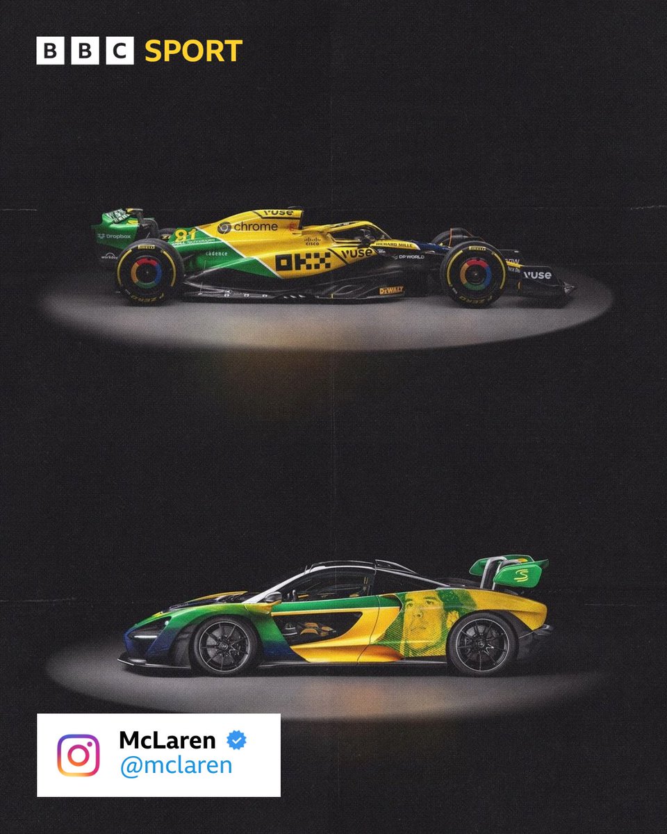 A tribute to Ayrton Senna 💛💚 McLaren have revealed a special livery for the Monaco Grand Prix. #BBCF1
