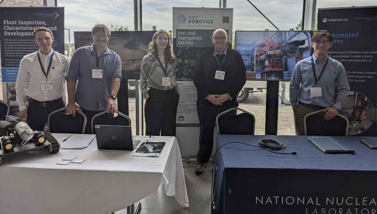 jprichardsonNNL's tweet photo. A great day for @UKNNL #NNLRobotics at #RAIEnergus2024! Cuebong Wong, Jim Harken, Naomi Rutledge & Paul Coates covered stands on our Plant #Inspection deployments and Safer Stores #collaboration with @SellafieldLtd, alongside Lightning and Early Careers talks #NNLDecisionScience https://t.co/8NauWy0xvI