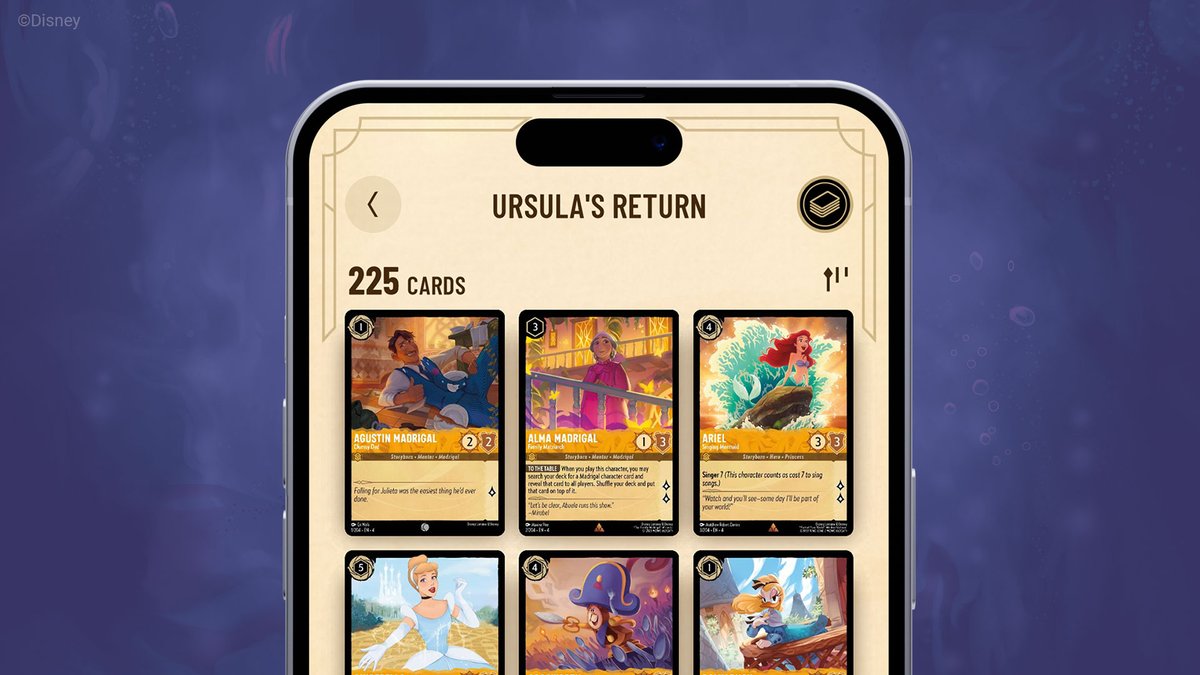 All cards from Ursula’s Return have been added to the Disney Lorcana TCG Companion app! Make sure to download the new update to soak in all the exciting new cards. disneylorcana.com/en-US/app #DisneyLorcana