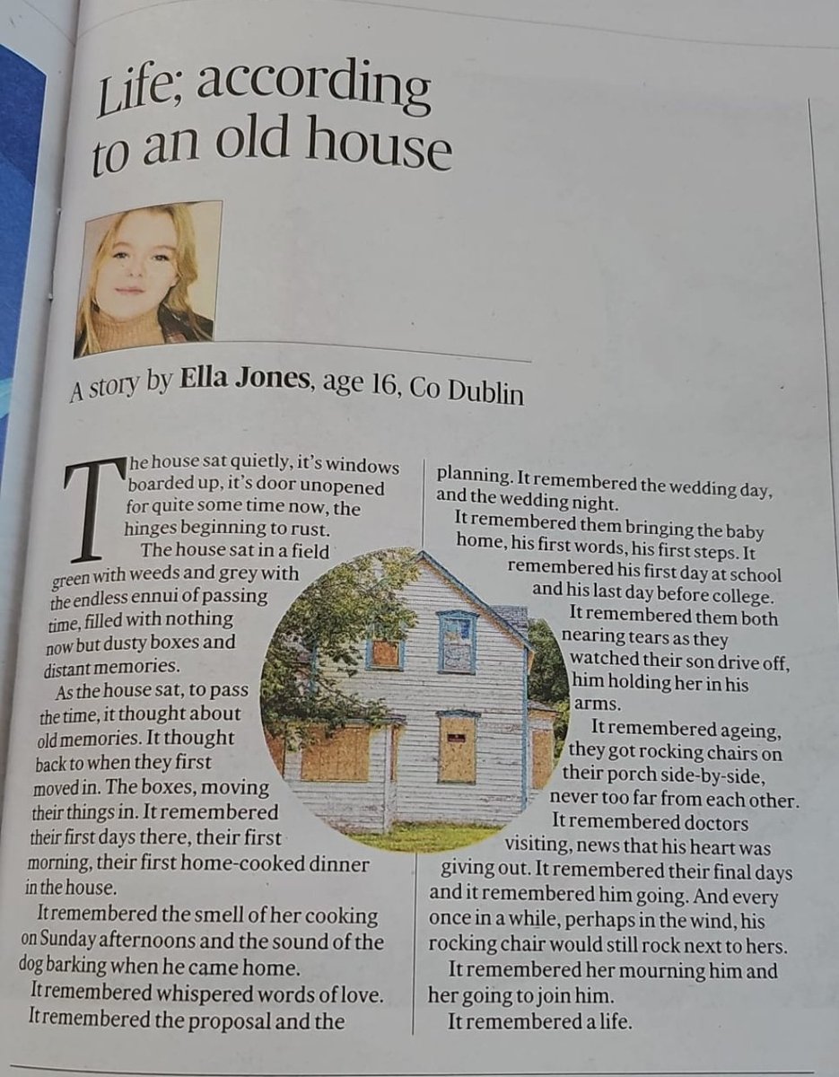 Congratulations to TY student Ella Jones on being published in the Irish Times @FightingWordsIE supplement today! Have a read of her beautiful story below 😍 #creativewriting #fightingwords @ddletb