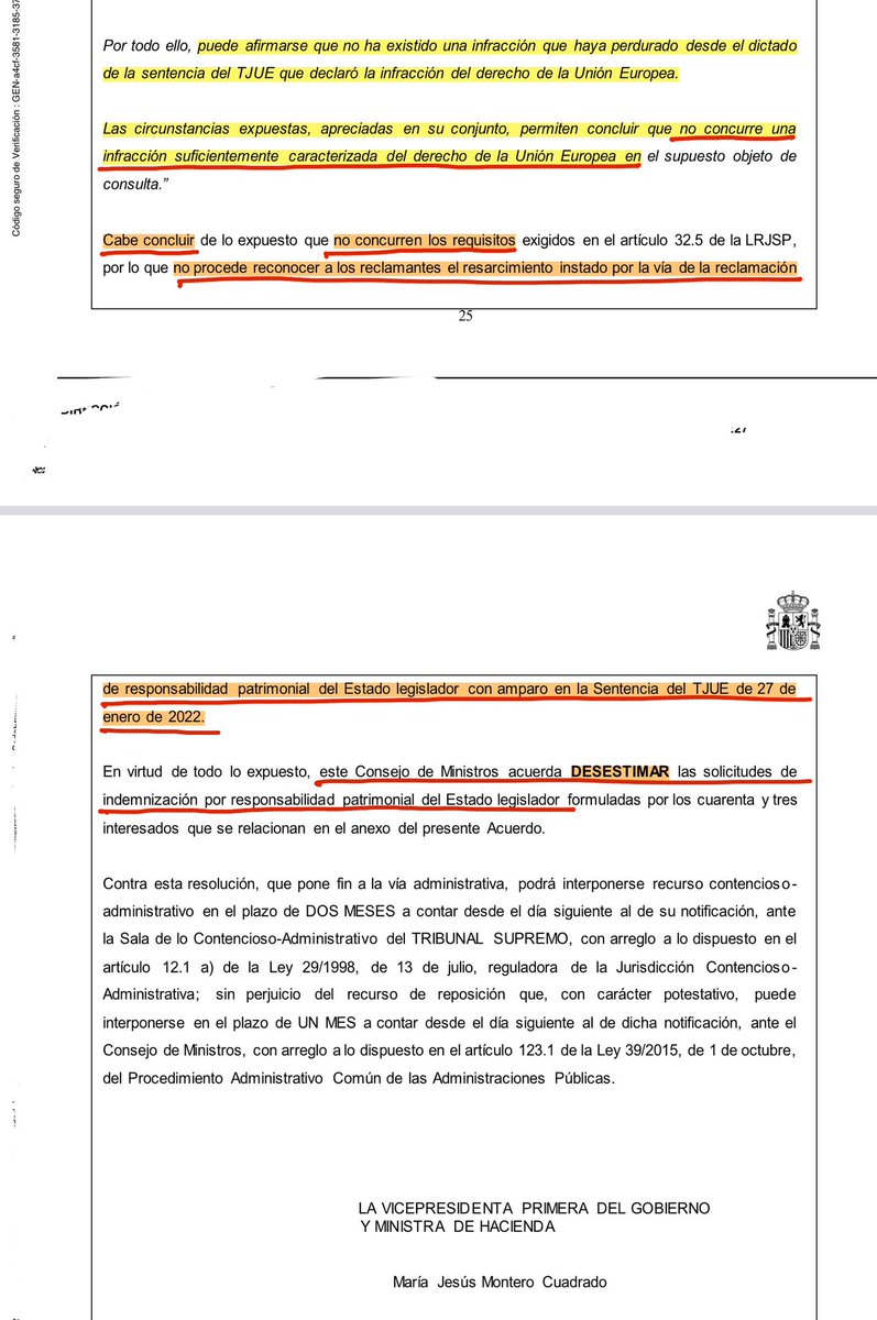 alejandrocampo's tweet photo. El Estado escurriendo el bulto. Me han notificado este Acuerdo del Consejo de Ministros rechazando solicitudes indemnización por Responsabilidad Patrimonial Estado de personas que AUTOliquidaron IRPF por normativa MODELO 720 que tumbó el TJUE, pero que dejaron pasar 4 años sin solicitar rectificación y devolución. Vulneran e ignoran de forma flagrante el apartado 127 Sentencia TJUE 28/6/22 y consideran que la infracción del Derecho UE por Modelo 720 (imprescriptibilidad incluida) no es suficientemente caracterizada, es decir manifiesta y grave 😳
Ya lo hemos denunciado ante la CE y lo vamos a pelear 💪