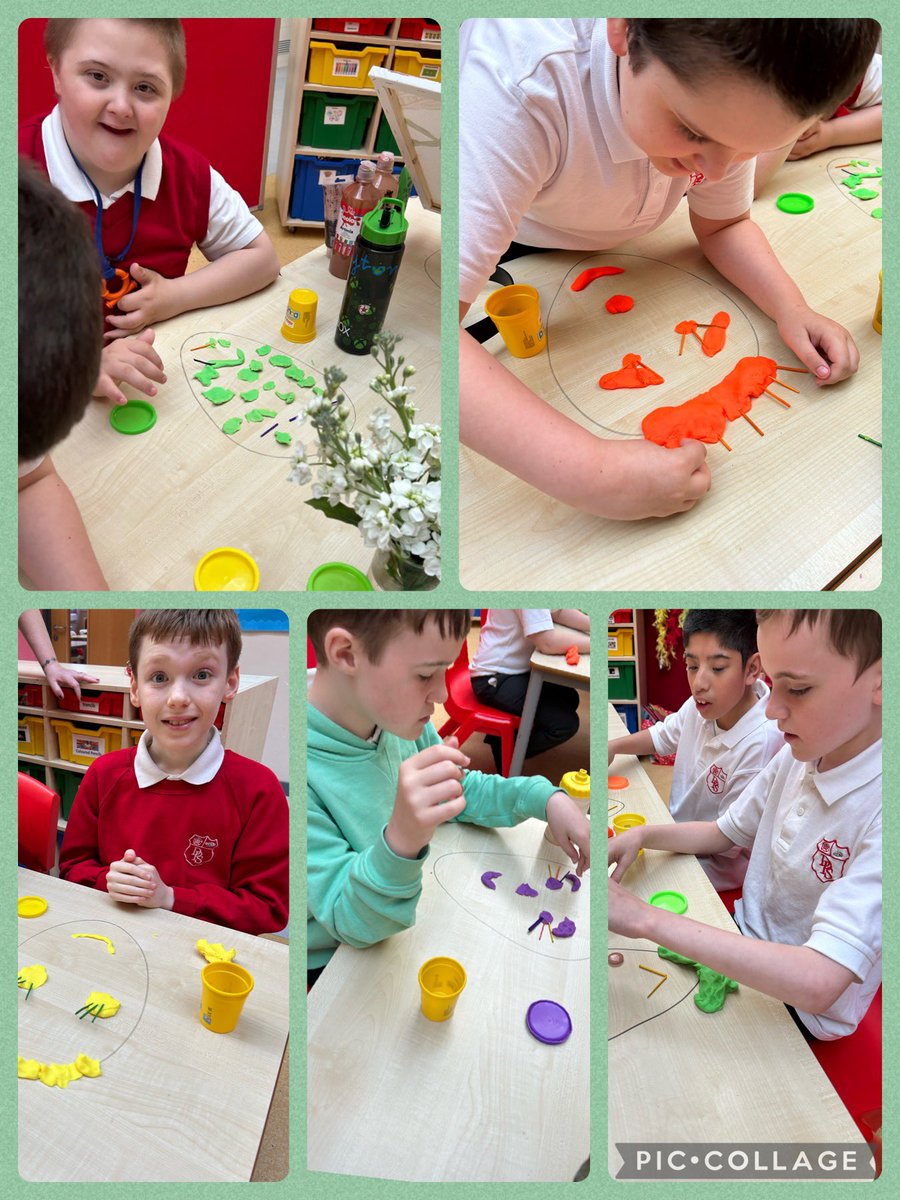pippin2000's tweet photo. We have been learning about Pablo Picasso in Art History so we thought we’d have a go at making some self portraits with modelling dough. Such fun. @drumparkprimary @WildcatsDp @DrumparkEagles https://t.co/aXxkcnF7pf