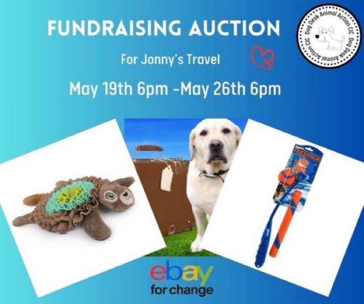 The @DogDeskAction fundraising auction is now on until Sunday 26th May 2024. Loads of goodies up for grabs & all funds raised will help the lovely Jonny get to his new home. Have a look via link below ⬇️ Happy Shopping 🛍️ ebay.co.uk/str/dogdeskani… #shoppingonline #rehomehour