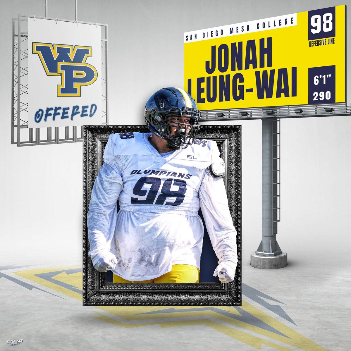 Congratulations to Olympian DL <a href="/jonah_leungwai/">Jonah Leung-Wai</a> on his official offer from <a href="/WPUAthletics/">WPU Athletics</a> 
#GettinPlayersOut 
<a href="/BallCoachGW/">Gary Watkins Jr</a> <a href="/PrezHands/">Ashanti Hands, Ed.D.</a> <a href="/scfafootball/">Southern California Football Association</a> <a href="/CoachChevSD/">Coach Chevalier</a> <a href="/PeoplsProfessor/">Shawn Pomatto M.S., M.Ed.</a> <a href="/EC_Preps_SD/">EC Preps</a> <a href="/Daygofootball/">San Diego Football</a> <a href="/cavemanfootball/">American Fork Caveman Football</a> 
📸<a href="/Nicole2Noel/">Nicole Noel Photography LLC</a> 💻<a href="/SwagLabGD/">Dan Ruiz - Swag Lab - Graphic Design</a>