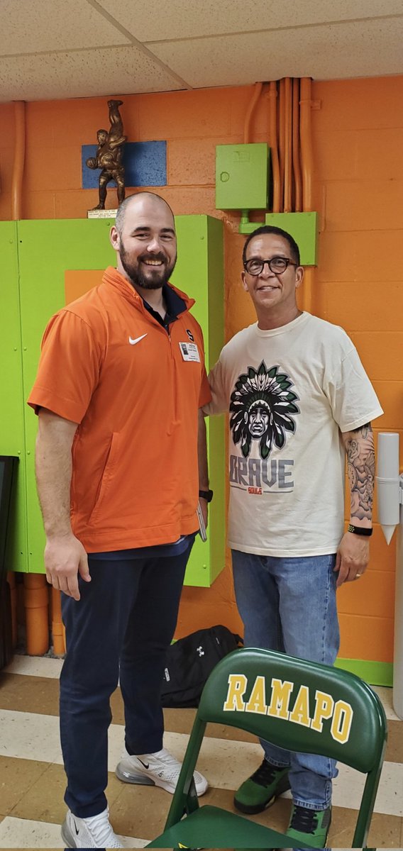 Thanks to @CoachJ_Schaefer for coming by Ramapo High School NY today to talk about our team and prospects. Cuse on the rise! @CoachEMarcCuse #GoOrange