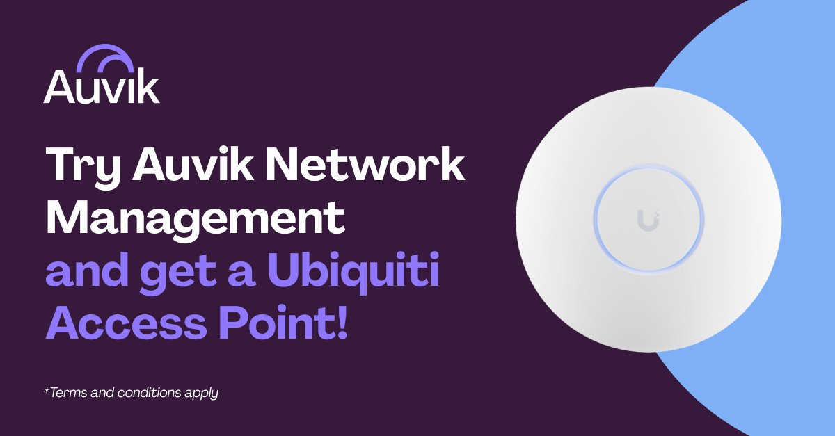 🎯 Get Right to the Point with Auvik!

From now until June 7 🗓️: Activate a 14-day free trial* of Auvik and get a ⚡free #Ubiquiti Access Point ⚡

No credit card required. Terms & conditions apply.

bit.ly/3WQblqp

#NetworkManagement #NetworkMonitoring #NetworkMapping