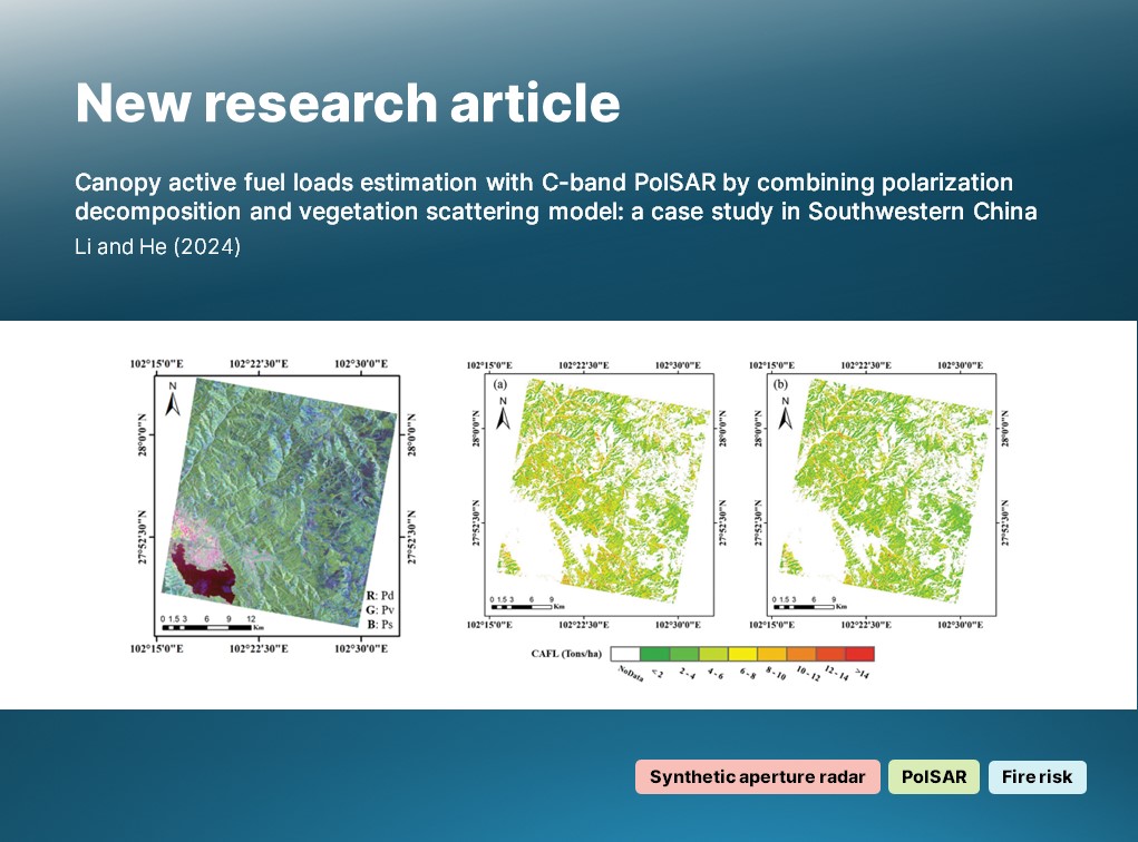 IJRemoteSensing's tweet photo. 🔔 New article:
Li & He evaluate the potential of volume #backscattering coefficients extracted from #polarimetric #SAR (#PolSAR) decomposition in the estimation of #forest canopy active fuel load (CAFL).
🔗 https://t.co/cEXQurMexq
#IJRS #RemoteSensing #SyntheticApertureRadar https://t.co/XUE6qHDcT2