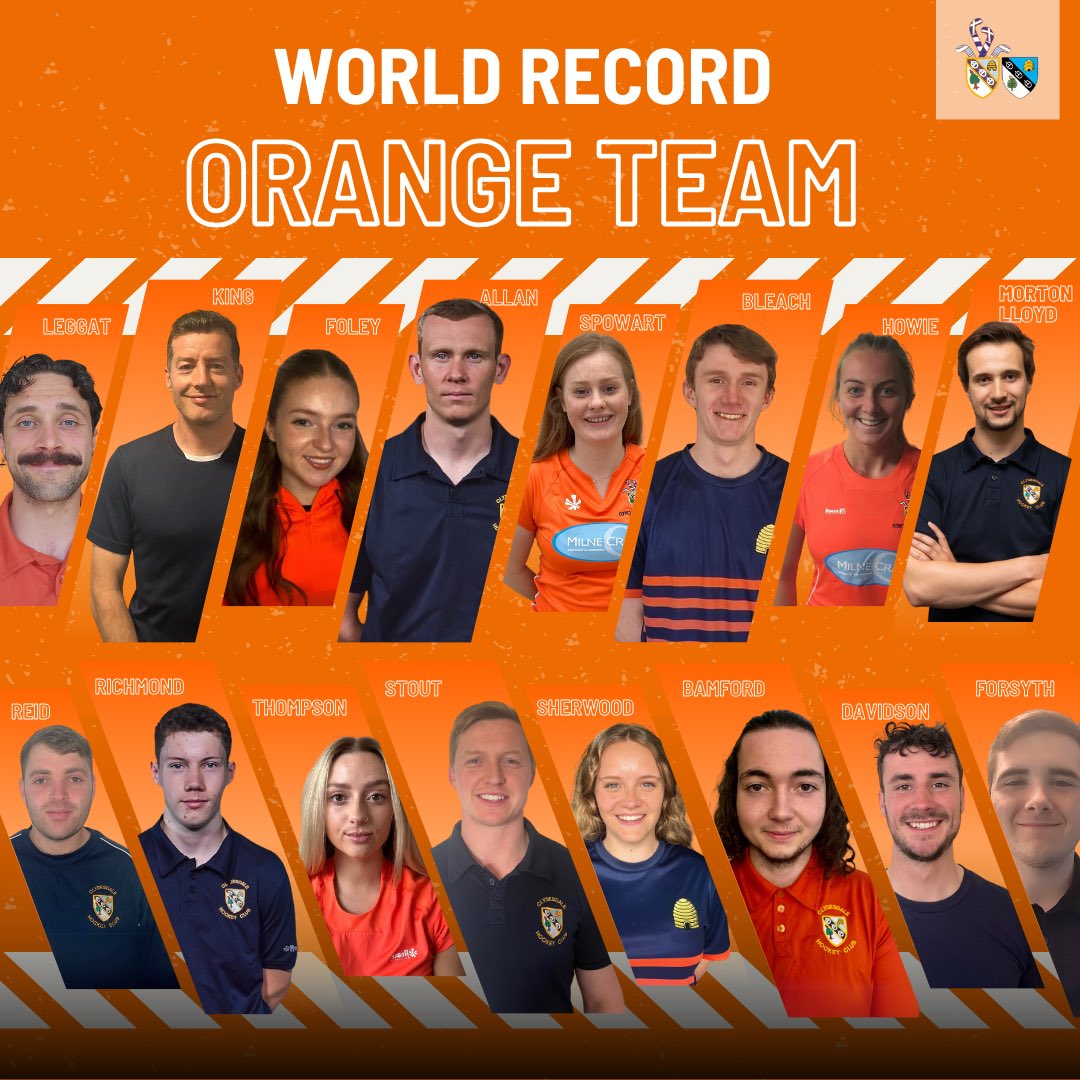 60 Hours: Orange Team🟠 Meet the Orange Team participating in the first world record attempt! The teams will begin at 8am on Friday and go till 8pm Sunday😳 Please come down over the weekend and support and donate to our JustGiving🙏🏼 🏑🟦🟧🟦🟧 #monthedale #supportyourclub