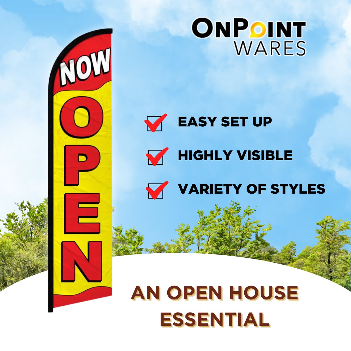 Opening a new business or having an open house? We have just the flag to get you more foot traffic. Our Now Open flag is not only easy to set up but also eye catching. Order yours today!
walmart.com/ip/OnPoint-War…
#BusinessFlag #newbusiness #businessmarketing #MarketingStrategy