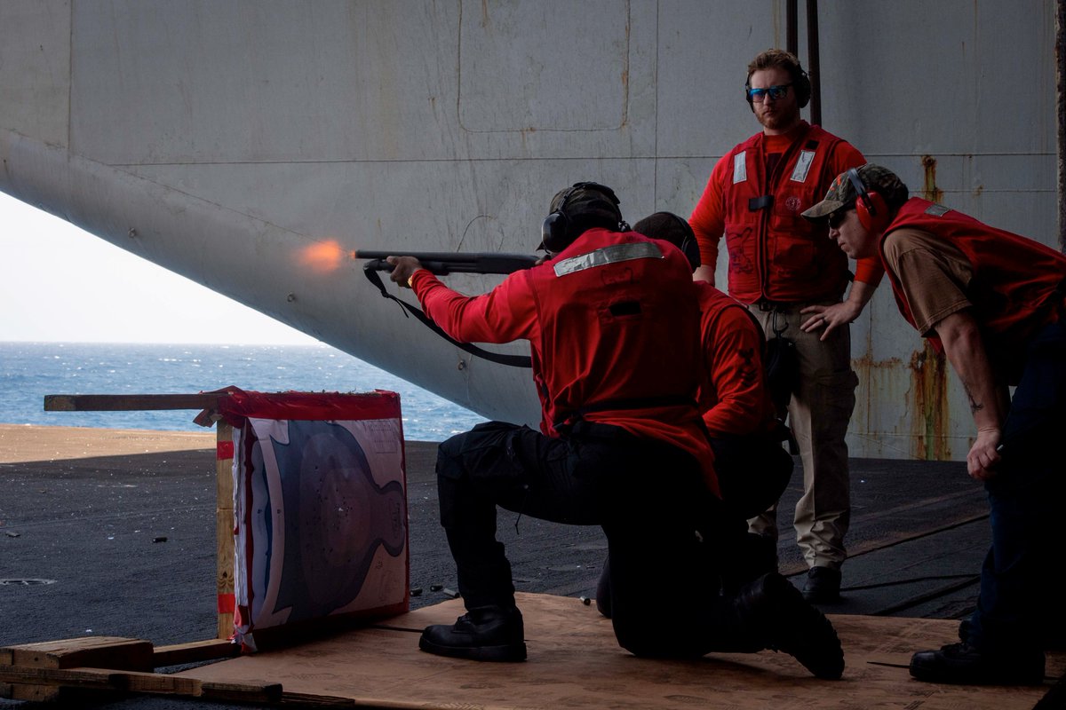 Another crucial training day for #MightyIKE Sailors, as they showcased their skills in a routine gun shoot exercise. 🎯🌊 Keeping qualifications up to date isn't just a formality—it's our commitment to staying sharp and ready for any mission. 💪🏼⚓️ @US5thFleet #TrainLikeWeFight