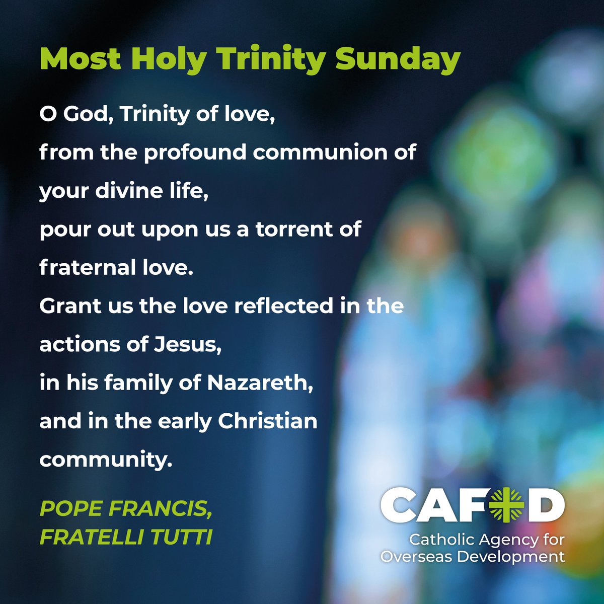 CAFODSalford's tweet image. Today is Most Holy Trinity Sunday. #TrinitySunday #MostHolyTrinity #Prayer #Prayers

"Pour out upon us a torrent of fraternal love..." 💚