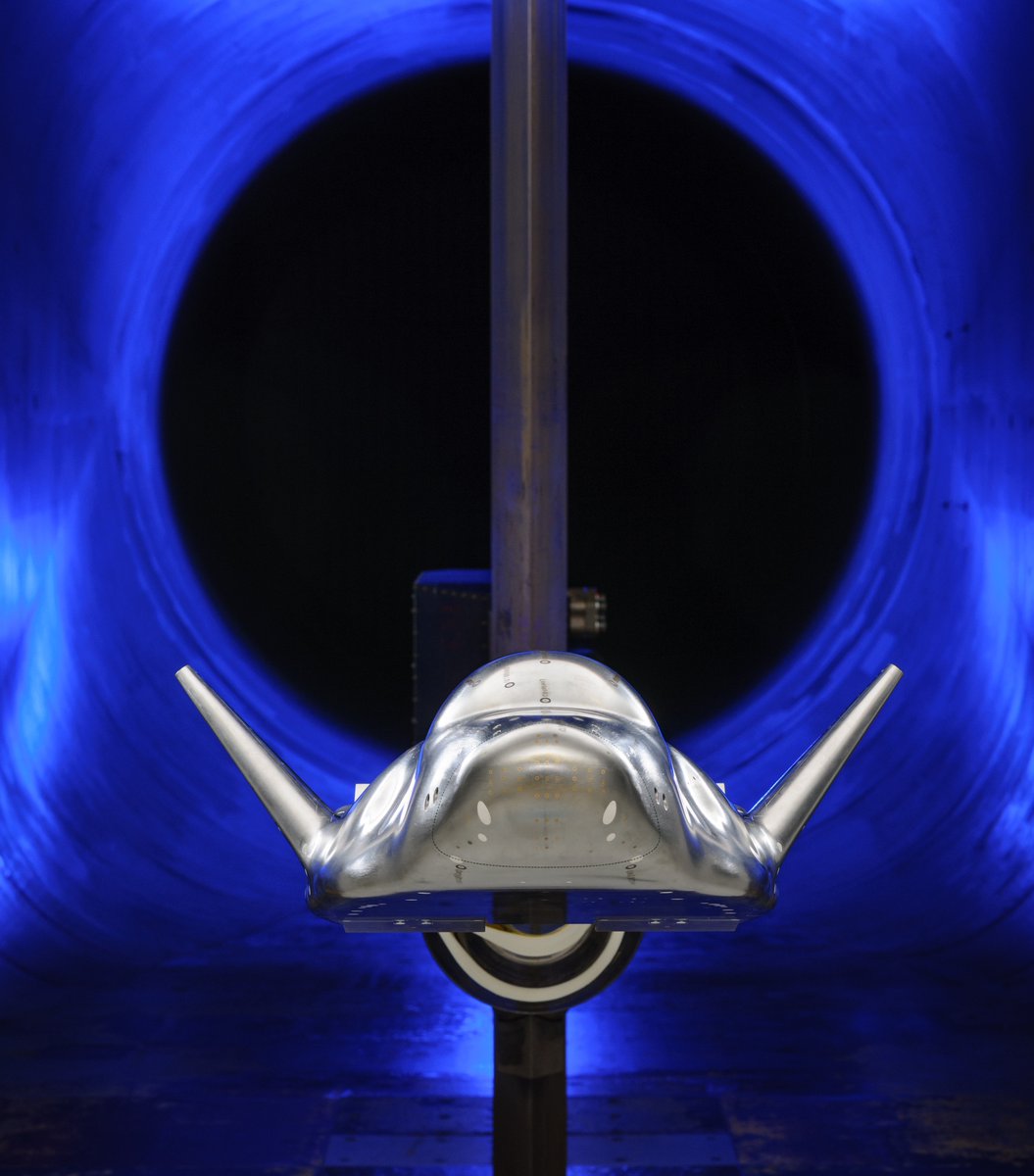 Dream Chaser 💫 A scale model of the Dream Chaser spaceplane was tested in our wind tunnels in 2020, and now the real thing is gearing up for first flight to the @Space_Station. Learn more: go.nasa.gov/3QWPfPs
