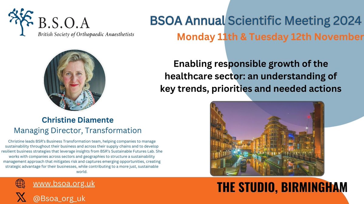 We are delighted to be joined by Christine Diamente at BSR.

Registration coming soon, keep a look out on the BSOA website
bsoa.org.uk

#BSOA2024 #BSOA