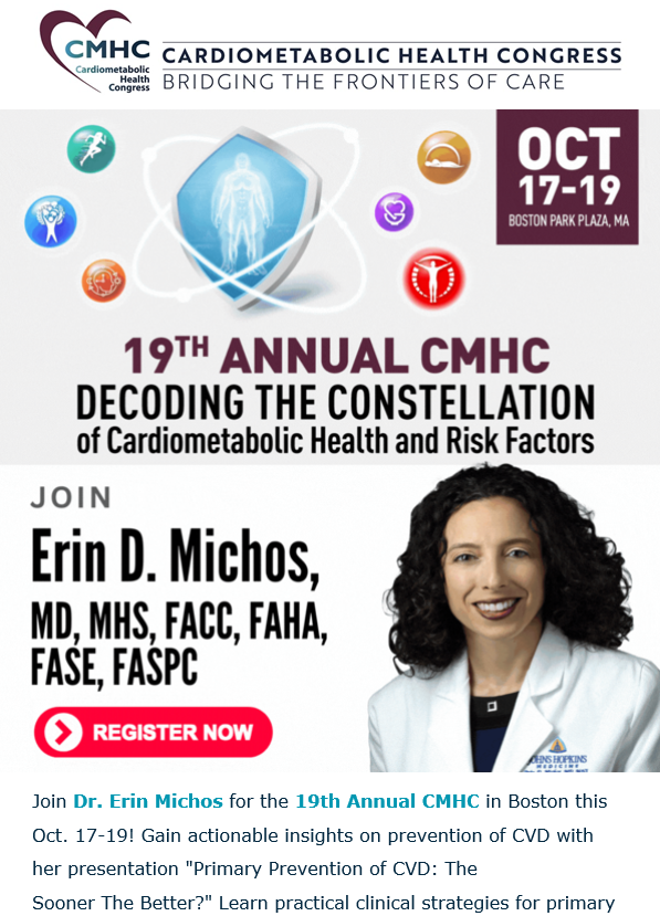 Join me in Boston at the 19th annual @CMHC_CME. I will be discussing primary prevention of CVD: the earlier the better. If you wait for disease to manifest (subclinical or clinical), waiting too long! Think about cumulative exposure to elevated apoB ('pack-years' of cholesterol)