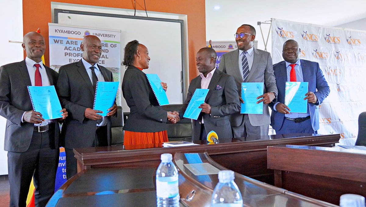 Today, led by the Vice Chancellor @EliKatunguka, we signed a memorandum of understanding with the National Council of Sports @NCSUganda1 represented by the Chairperson Eng. Tashobya Ambrose in a bid to develop the football picth to international standards that will be used for