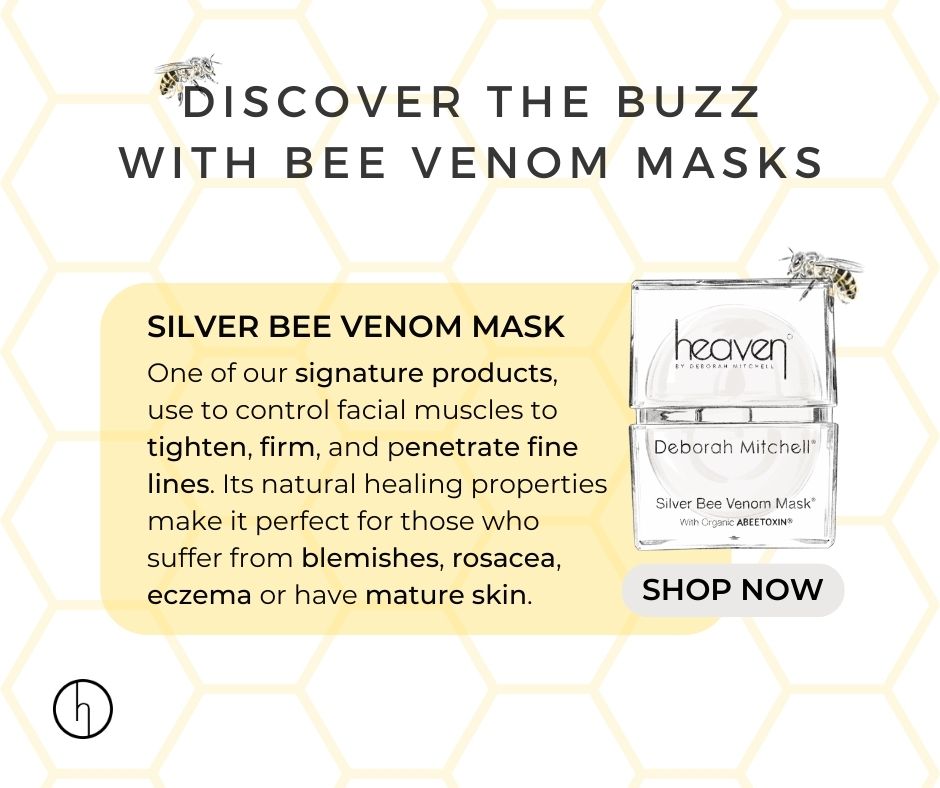 What's the buzz about? Our Silver Bee Venom Mask is a signature anti-ageing cream.. here's why: 🐝 Tightens, firms, and lifts 🐝 Healing properties 🐝 Ideal for blemishes, rosacea, eczema, and mature skin Shop here: shop.heavenskincare.com/silver-bee-ven… #HeavenSkincare #WorldBeeDay #BeeVenom