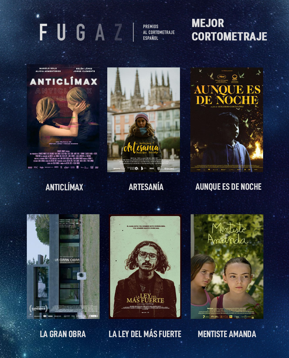 Premios Fugaz al Cortometraje Español
Nominaciones 2024
MEJOR CORTOMETRAJE
#premiosfugaz2024