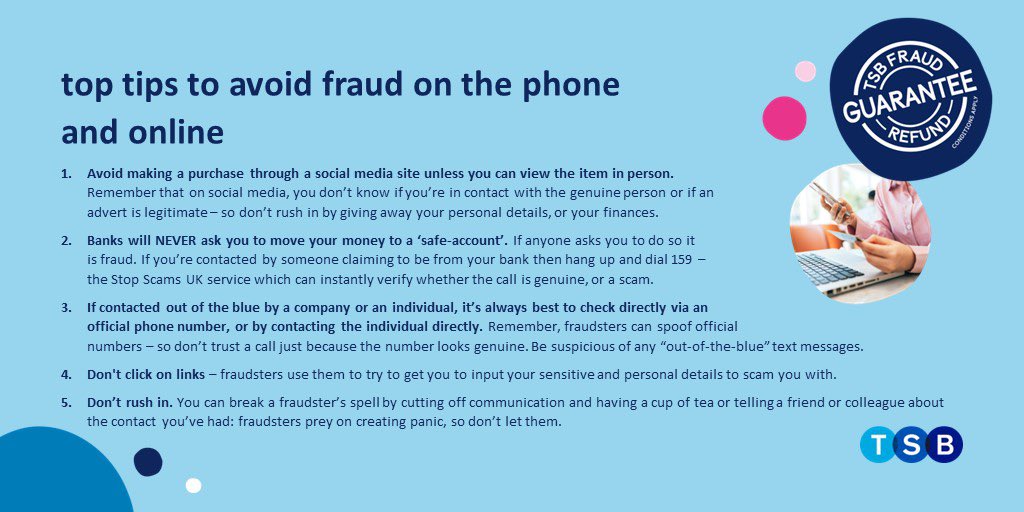 It was great to speak to @TSB yesterday about tackling fraud.   Here are some useful tips from TSB’s Fraud Team to keep you protected!   Have you been affected? Drop me an email at: amanda.solloway.mp@parlaiment.uk  to share your story.