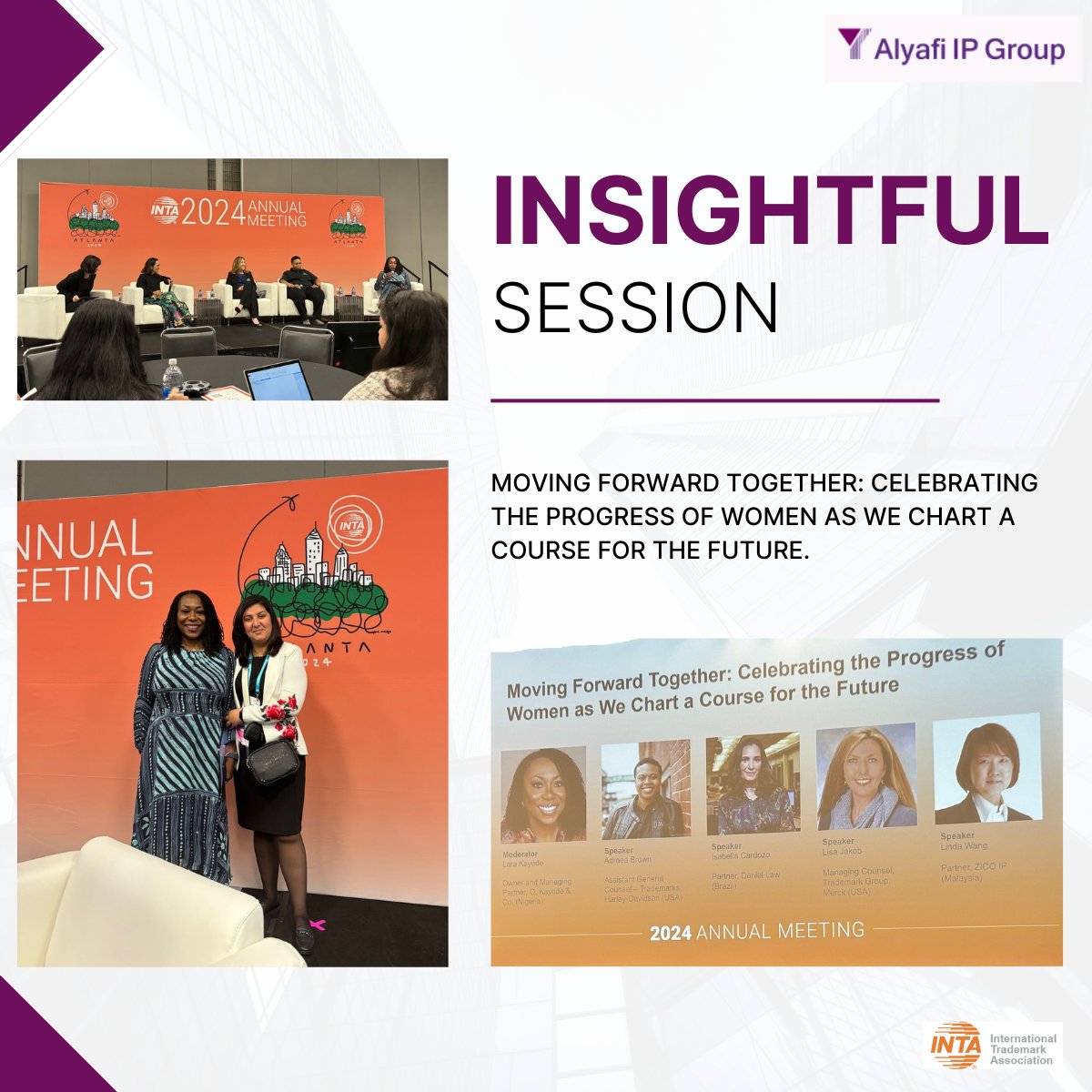 AlYafiIPGroup's tweet photo. We are proud to have our Deputy General Manager, Tima Hachem, join the insightful session on celebrating women’s success in business. As a women-owned business, #AlyafiIPGroup emphasizes the importance of empowering each other and fostering diversity.
#INTA2024 #WomenEmpowerment https://t.co/kqWIywS6Xy