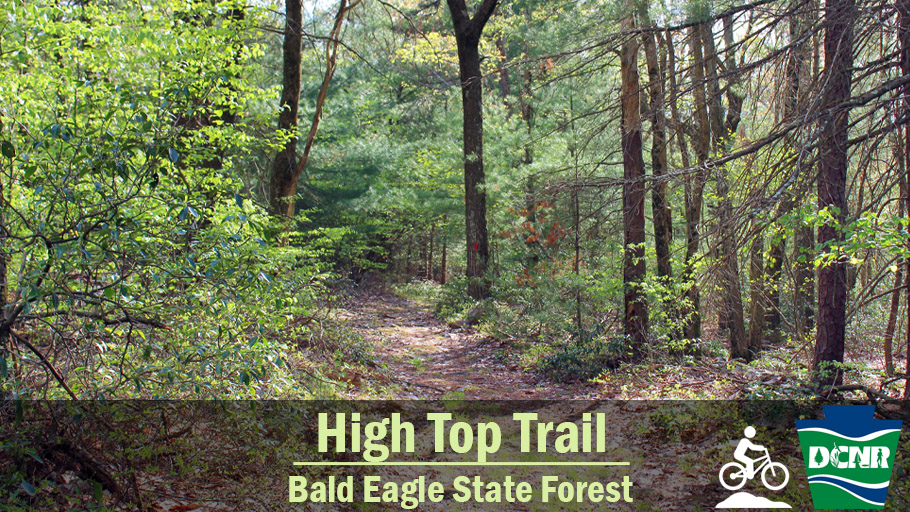 The High Top Trail travels through a diverse forest along the ridges of #BaldEagleStateForest. Mountain bikers can enjoy a long ridge ride and use other trails and roads to make a loop. Learn more ➡ bit.ly/2Fqt0jb. #TrailTuesday #BikeMonth #PaStateForests