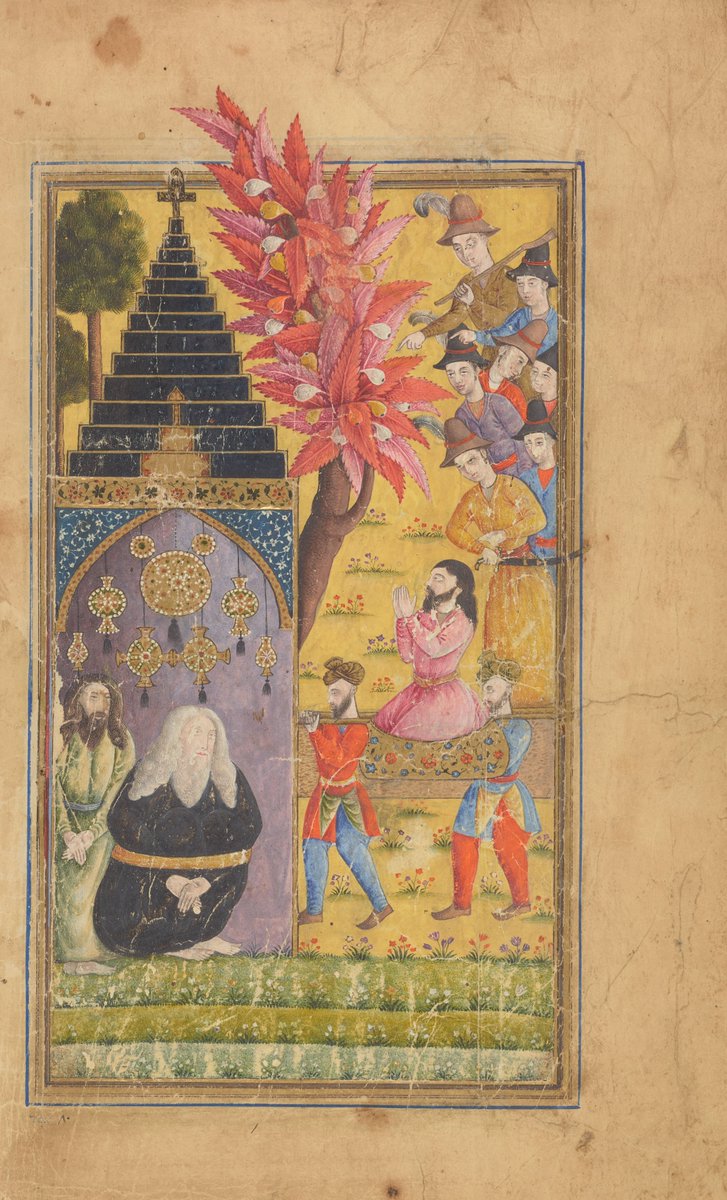 A 17th c. Mughal imagining of a Mexica temple and, growing out from beside the shrine underneath it, a nopal tree, from a Persian translation of an Ottoman Turkish translation of (in part at least) Francisco Lopez de Gomara's book Historia general de las Indias (CBL T 560.79):